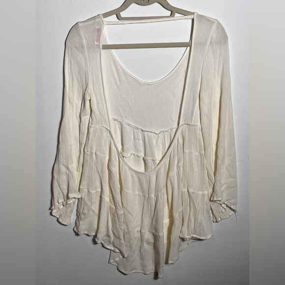 JW Style Los Angeles Johnny Was Cream Bell Sleeve Blouse Top Large - Picture 3 of 5